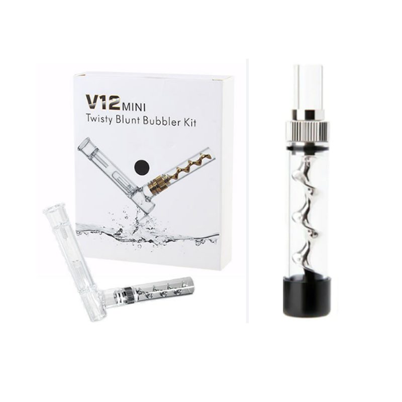 V12mini Kit Portable Twisty Glass Blunt Pipe with Bubbler Smoking