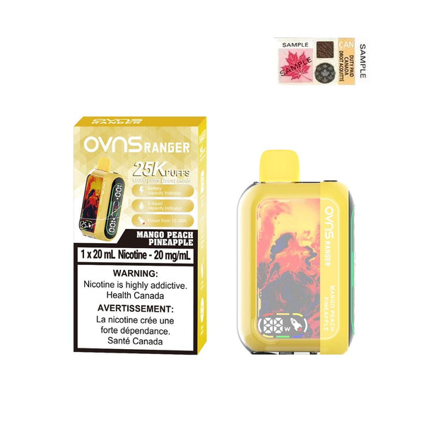 OVNS Ranger 25k Puff Rechargeable Disposable Vape 20ml Mango Peach Pineapple