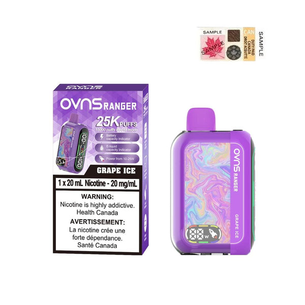 OVNS Ranger 25k Puff Rechargeable Disposable Vape 20ml Grape Ice