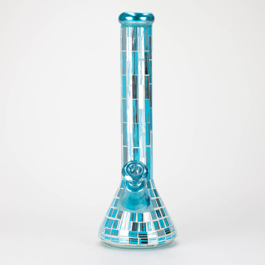 15.5" Mosaic 7mm glass beaker bong with tree arm percolator