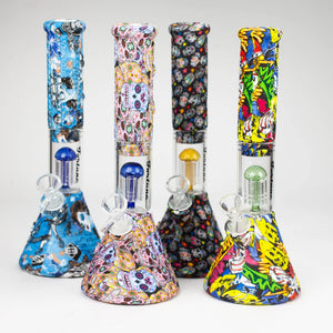 11" Graphic Silicone with glass percolator bong