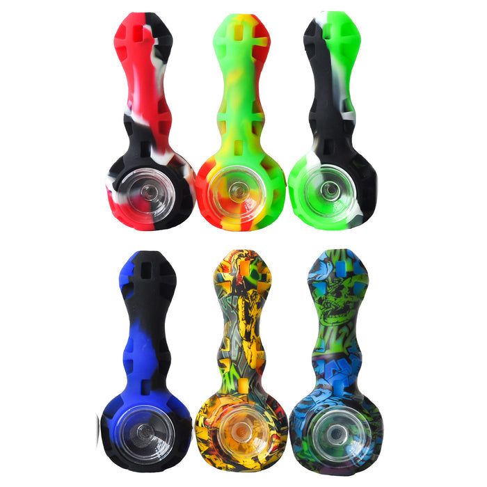 Pipe à main en silicone Ezygo 4,5" avec bol en verre