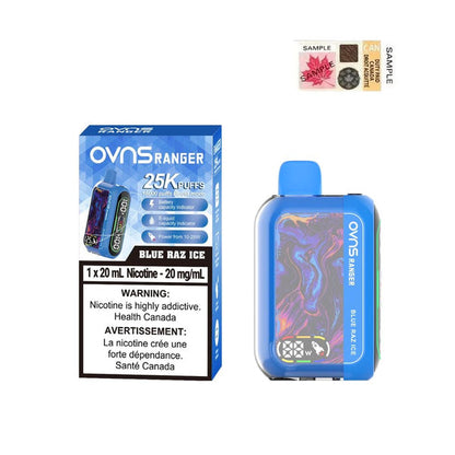 OVNS Ranger 25k Puff Rechargeable Disposable Vape 20ml Blue Razz ice