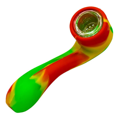 Multicoloured 4" Silicone Pipe with Glass Bowl