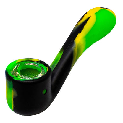 Multicoloured 4" Silicone Pipe with Glass Bowl