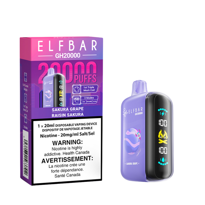 ELF Bar Vape jetable rechargeable GH20000 Puff Elfbar 20 ml