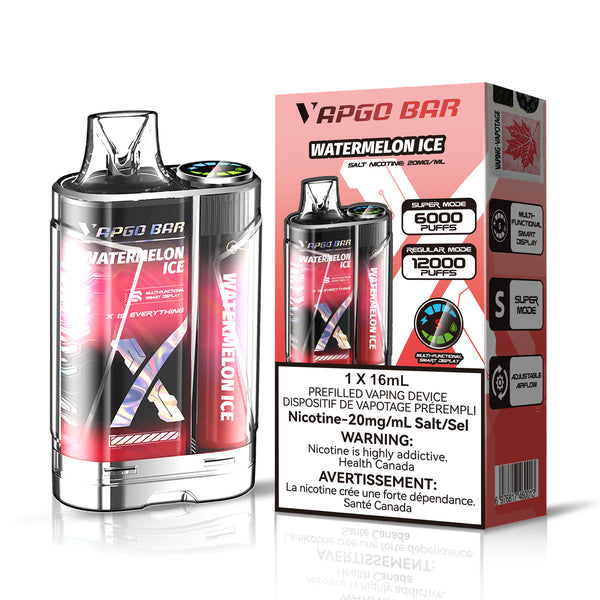 VAPGO Bar 12000 Puffs Vape jetable rechargeable 16 ml