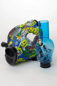 Full face graphic Silicone Gas Mask with acrylic bong