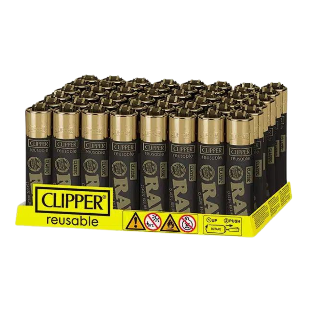 Briquets Clipper Raw Black &amp; Gold Logo