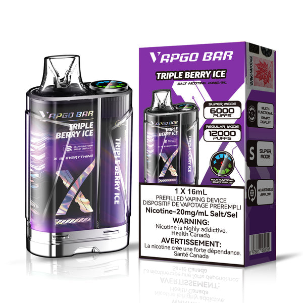 VAPGO Bar 12000 Puffs Vape jetable rechargeable 16 ml