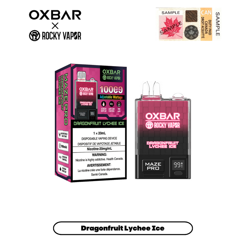 [Clearance] OXBAR X Rocky Vapor Maze Pro 10000 Puff Adjustable Wattage Rechargeable Disposable Vape 20ml