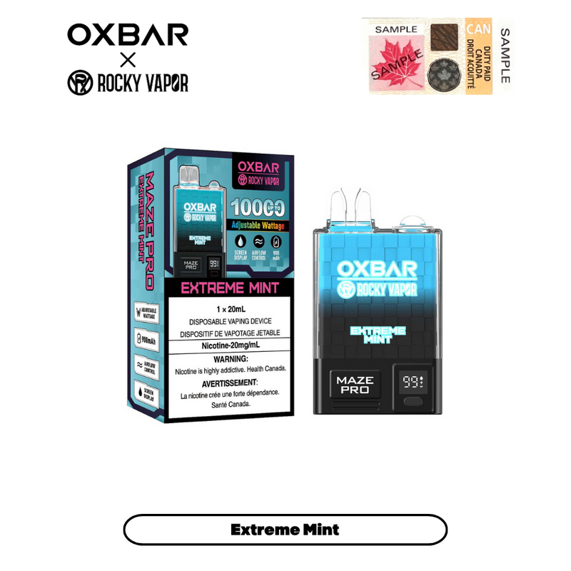 [Clearance] OXBAR X Rocky Vapor Maze Pro 10000 Puff Adjustable Wattage Rechargeable Disposable Vape 20ml