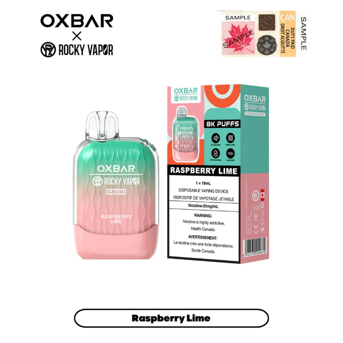 OXBAR X Rocky Vapor G8000 Rechargeable Disposable Vape 18ml