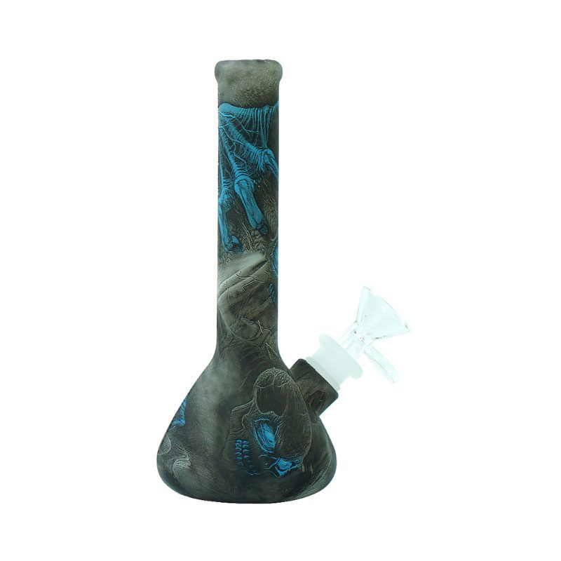 Bong en silicone avec bécher de 8 pouces bleu