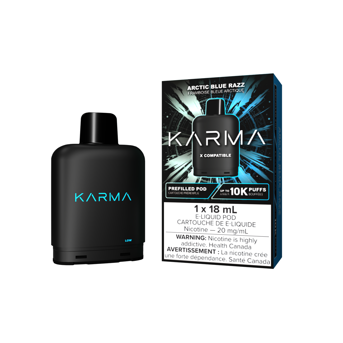 KARMA 10000 Puff 18mL X Compatible Replacement Pods Arctic Blue Razz