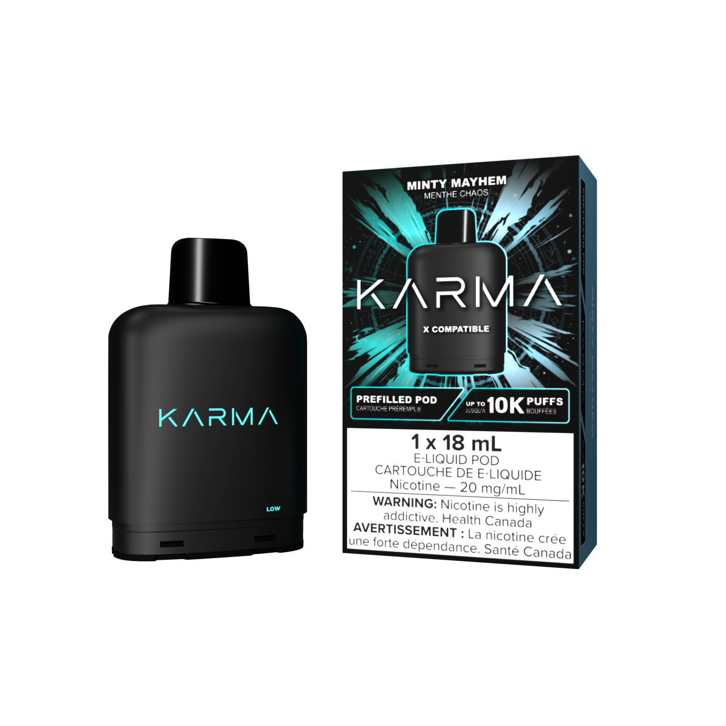 KARMA 10000 Puff 18mL X Compatible Replacement Pods Minty Mayhem