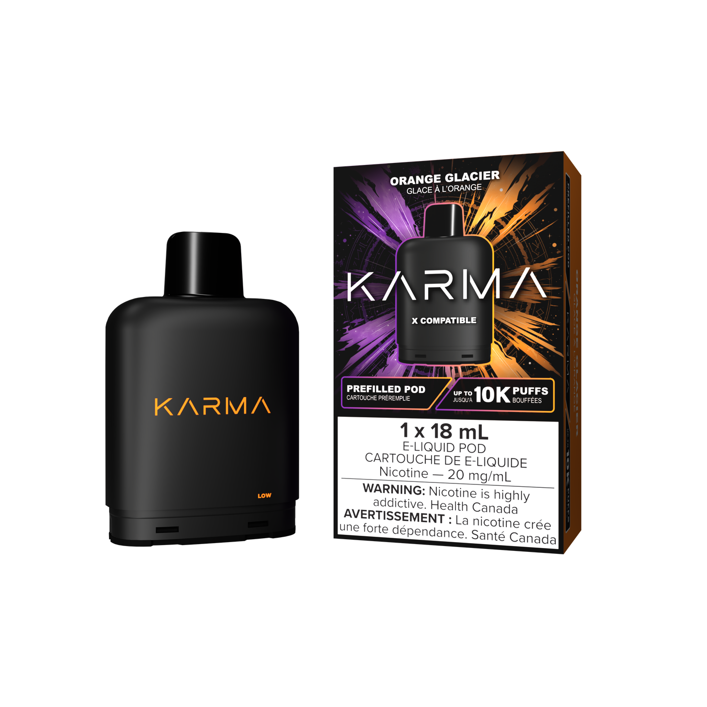 KARMA 10000 Puff 18mL X Compatible Replacement Pods Orange Glacier