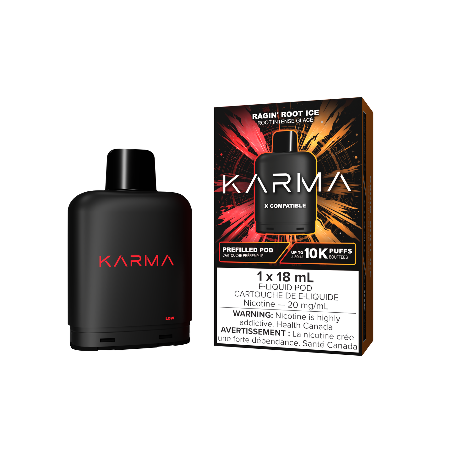 KARMA 10000 Puff 18mL X Compatible Replacement Pods Ragin Root Ice