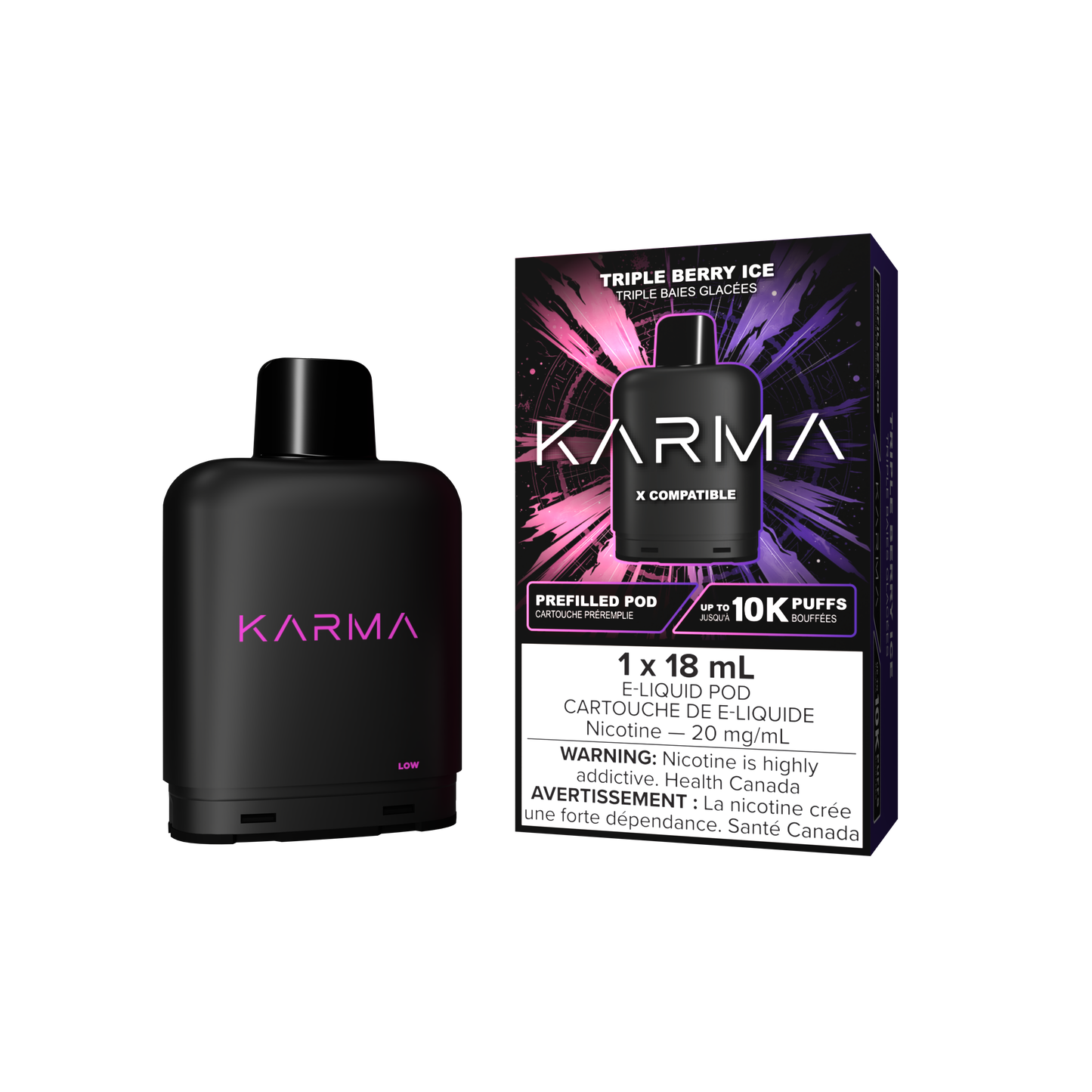 KARMA 10000 Puff 18mL X Compatible Replacement Pods Triple Berry Ice