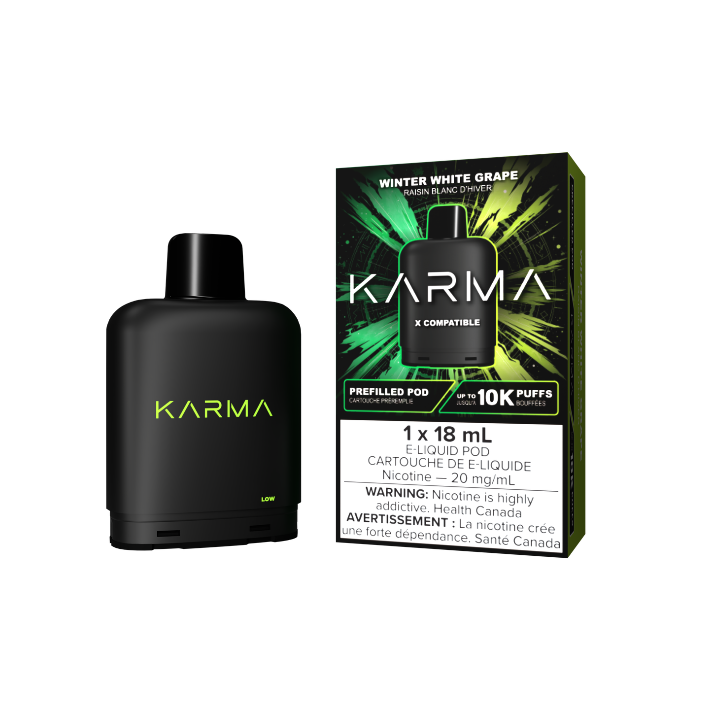 KARMA 10000 Puff 18mL X Compatible Replacement Pods Winter White Grape