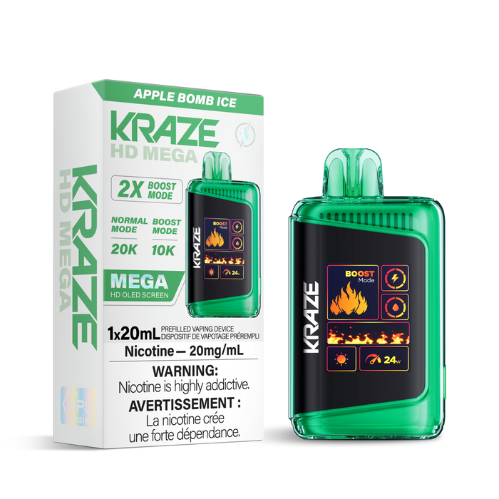 Kraze HD Mega 20k Rechargeable Disposable Vape Apple Bomb