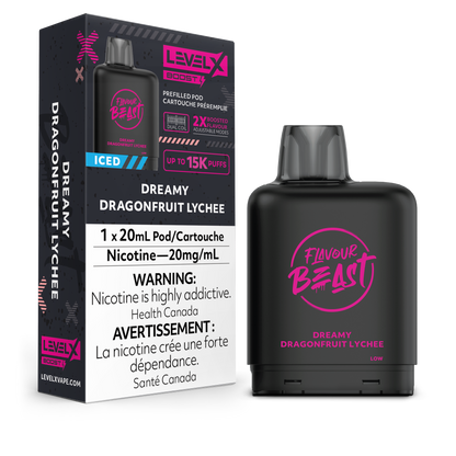 Flavour Beast Level X Boost Replacement Pod 20mL 15000 Puff Dreamy Dragon Fruit Lychee