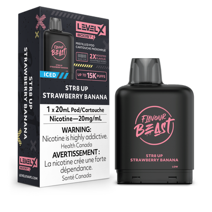 Flavour Beast Level X Boost Replacement Pod 20mL 15000 Puff Str8 Up Strawberry Banana