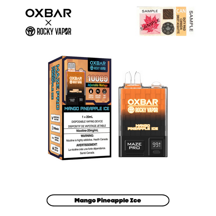 [Liquidation] OXBAR X Rocky Vapor Maze Pro 10000 Puffs Vape jetable rechargeable à puissance réglable 20 ml