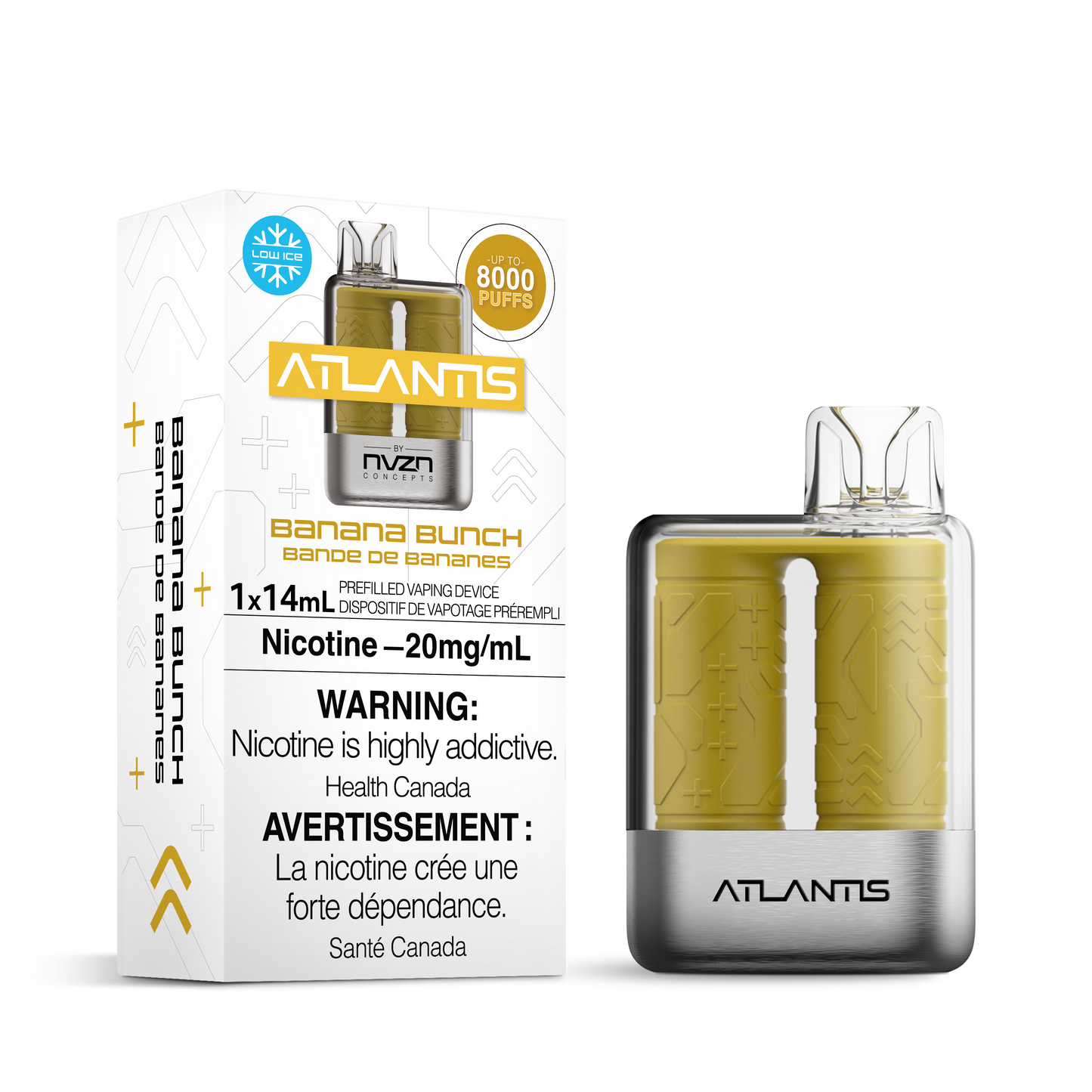 Atlantis par NVZN Concepts Vape jetable rechargeable 8000 bouffées 13 ml