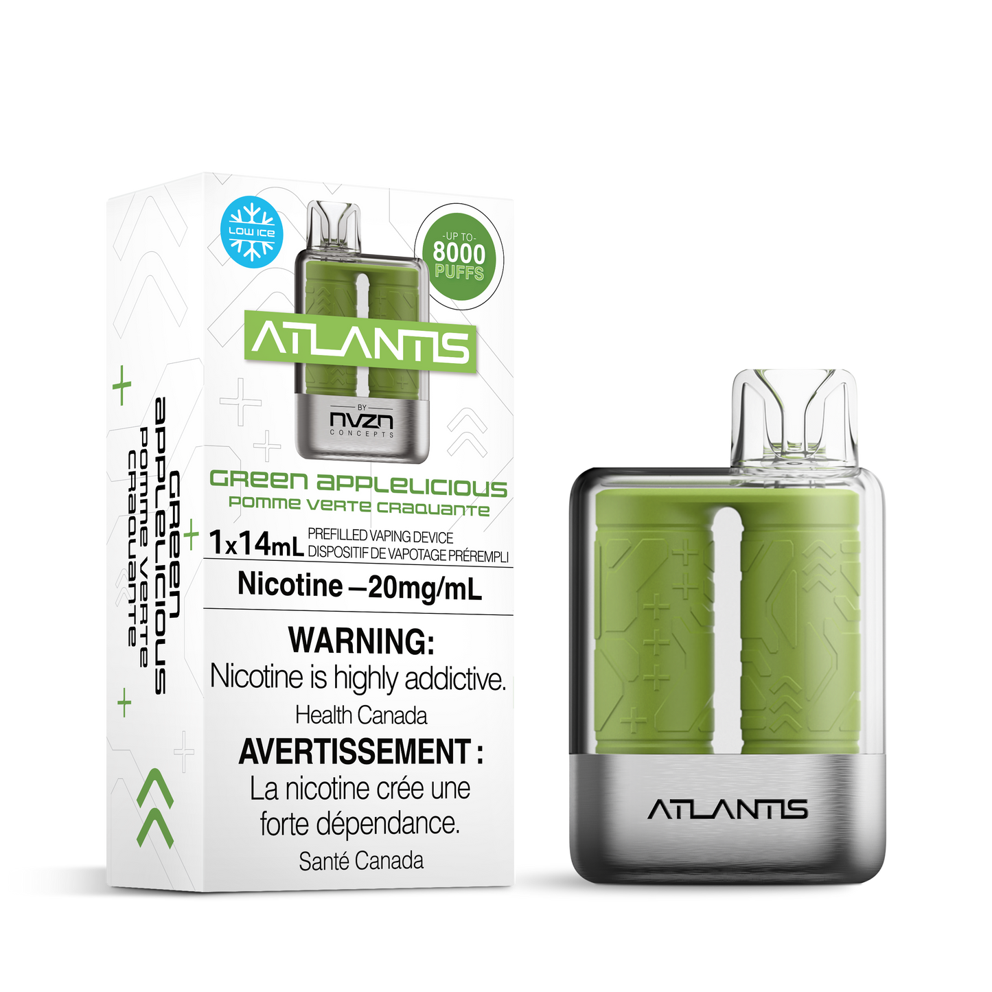 Atlantis par NVZN Concepts Vape jetable rechargeable 8000 bouffées 13 ml