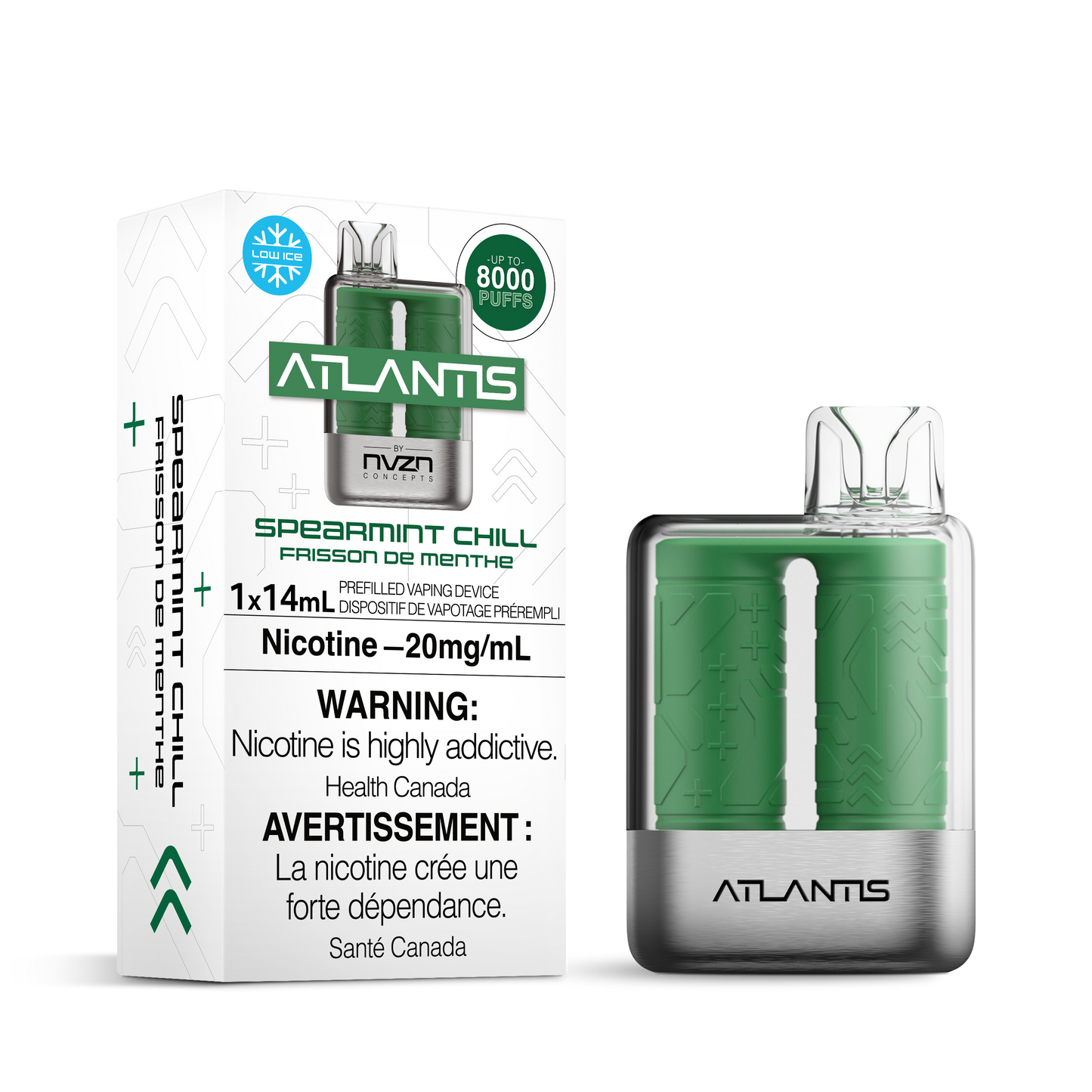 Atlantis par NVZN Concepts Vape jetable rechargeable 8000 bouffées 13 ml