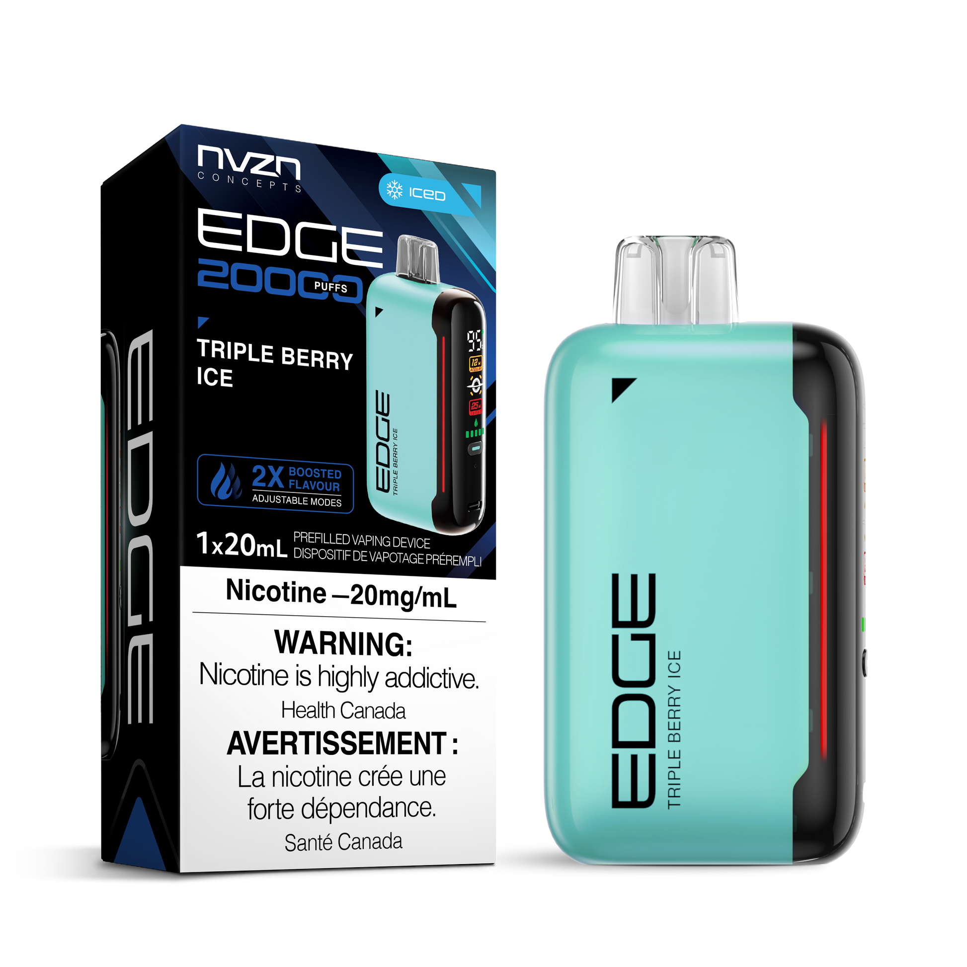 NVZN Edge 20000 Puff 20mL Rechargeable Disposable Vape Triple Berry Ice