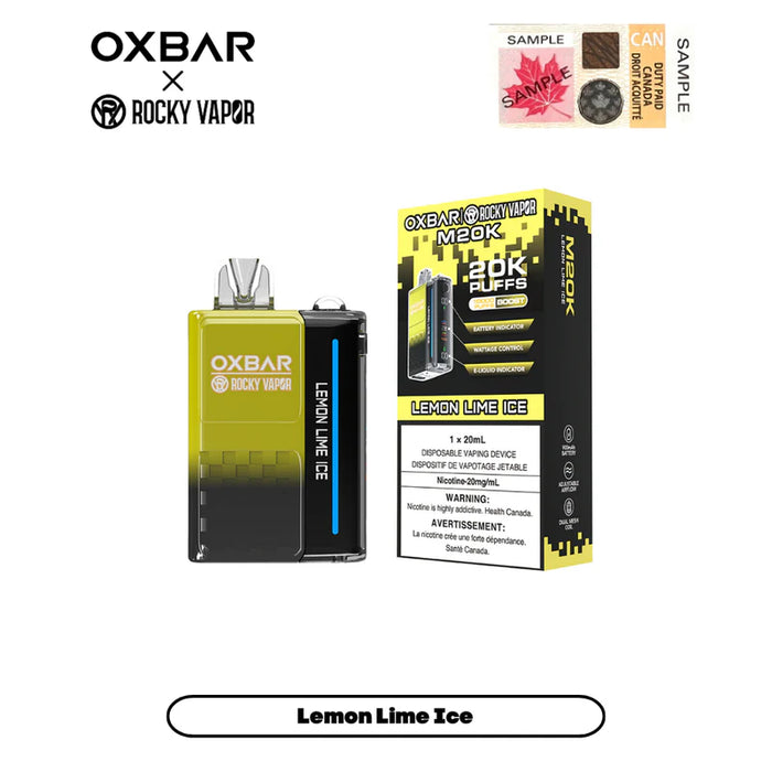 Vape jetable rechargeable OXBAR X Rocky Vapor M20K Puff 20 ml