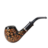 Pipe à tabac en bois sculptée en or de 6 pouces avec motif de fleur