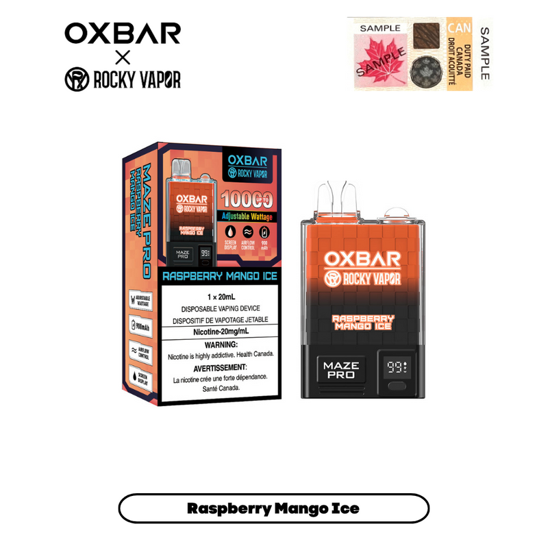 [Clearance] OXBAR X Rocky Vapor Maze Pro 10000 Puff Adjustable Wattage Rechargeable Disposable Vape 20ml