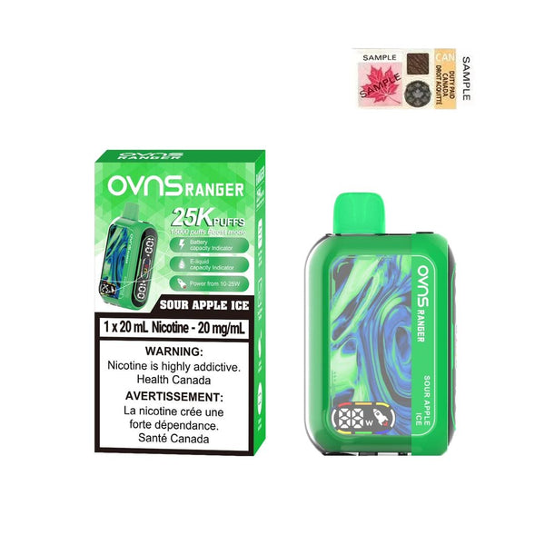 OVNS Ranger 25k Puff Rechargeable Disposable Vape 20ml S Apple Ice