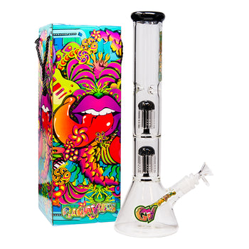 GanjaVibes 14" Double Tree Percolator Glass Bong