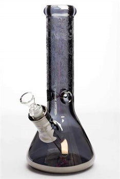 Sandblasted 12" 7mm Metallic Glass Water Bong