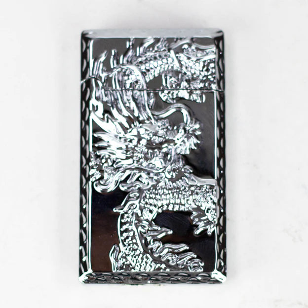 Briquet torche à flamme unique avec motif dragon 3D 