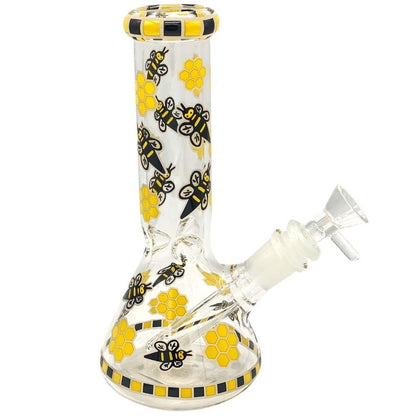 Honey Bee Glow In the Dark 8" Beaker Bong